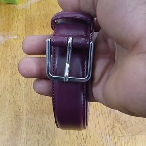 Men's Brooks Brothers Leather Belt Belt in Burgundy with Silver Tone Buckle